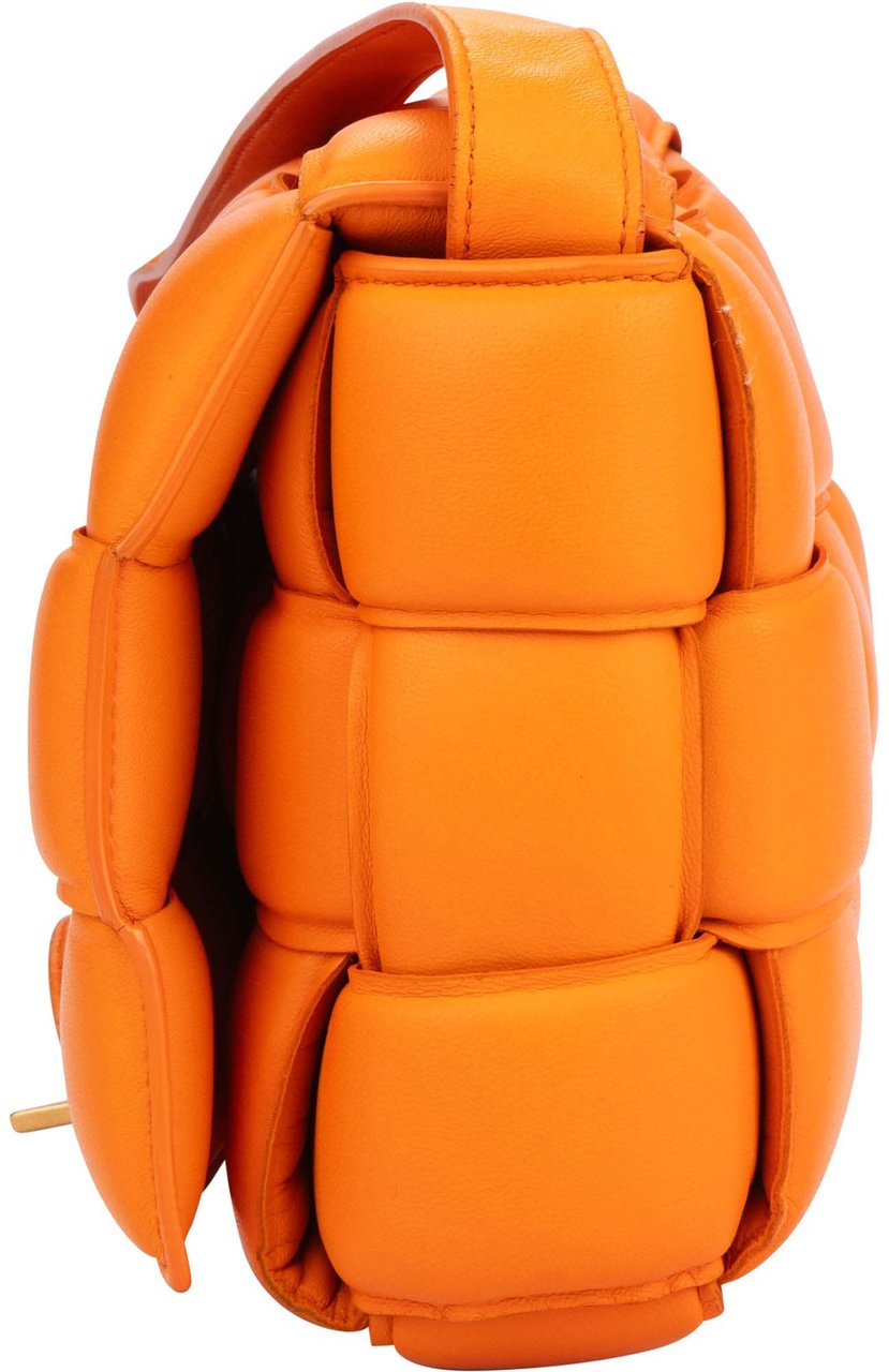 Bottega Veneta Bottega Veneta Orange Leather Cassette Crossbody Bag Oranje