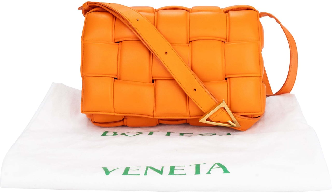 Bottega Veneta Bottega Veneta Orange Leather Cassette Crossbody Bag Oranje