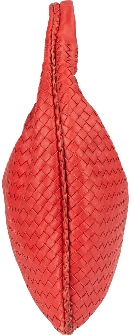 Bottega Veneta Bottega Veneta Red Intrecciato Leather Belly Hobo Bag Rood
