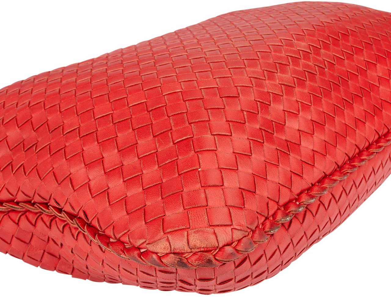 Bottega Veneta Bottega Veneta Red Intrecciato Leather Belly Hobo Bag Rood