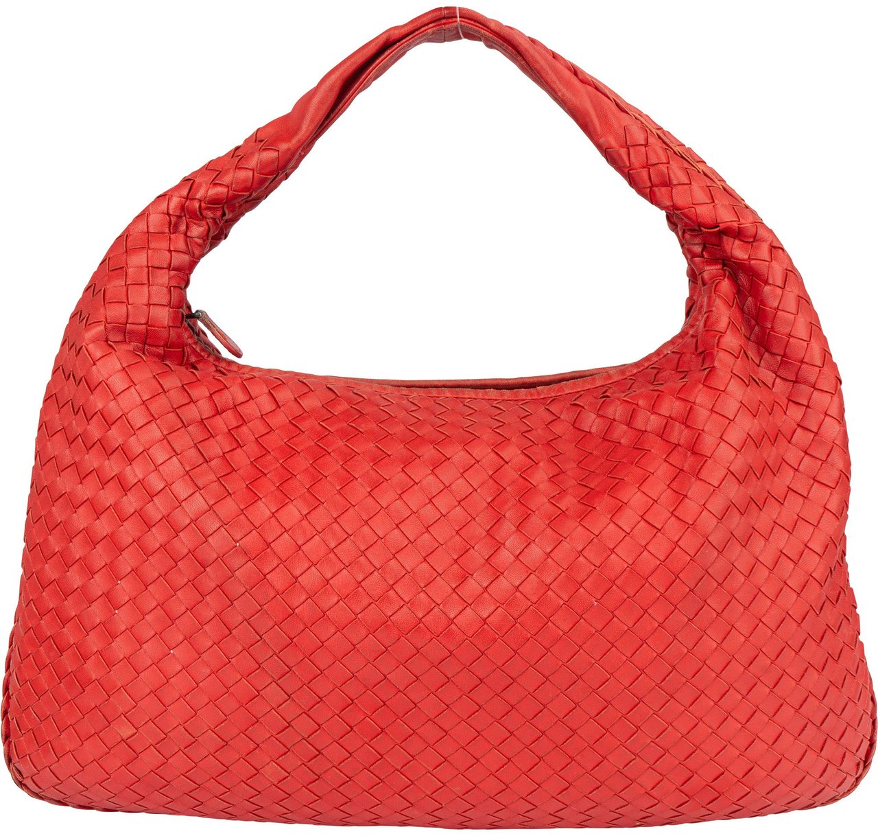 Bottega Veneta Bottega Veneta Red Intrecciato Leather Belly Hobo Bag Rood