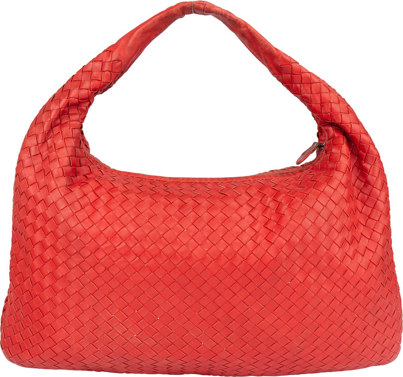 Bottega Veneta Bottega Veneta Red Intrecciato Leather Belly Hobo Bag Rood