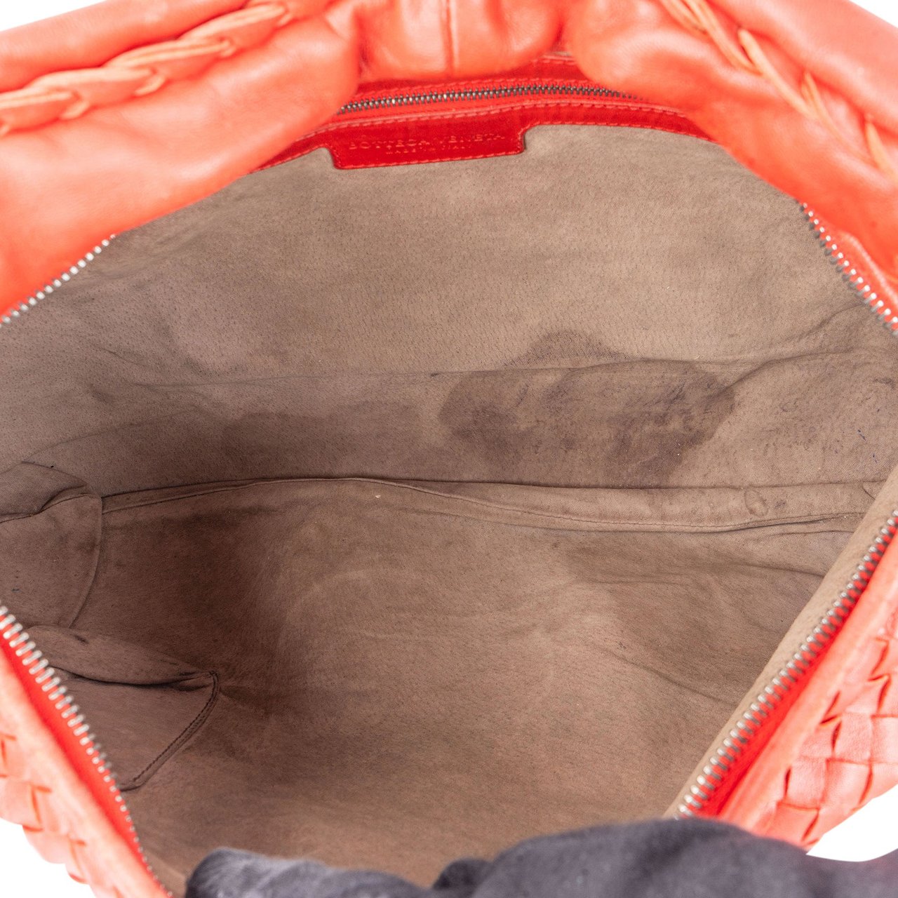 Bottega Veneta Bottega Veneta Red Intrecciato Leather Belly Hobo Bag Rood