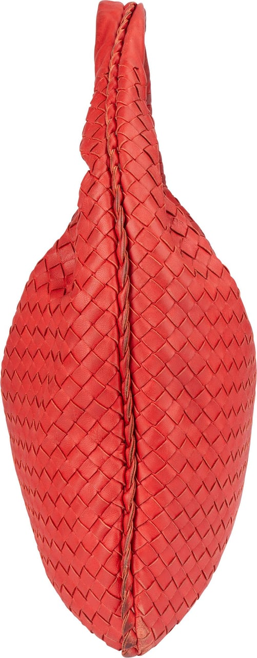 Bottega Veneta Bottega Veneta Red Intrecciato Leather Belly Hobo Bag Rood