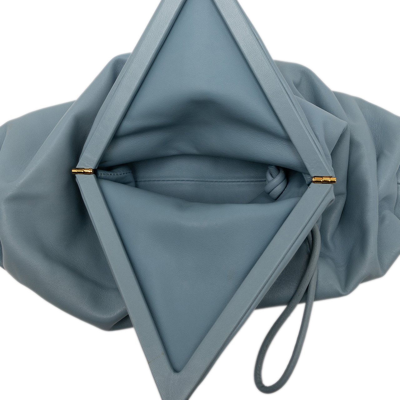 Bottega Veneta Leather BV Trine Angular Clutch Blauw