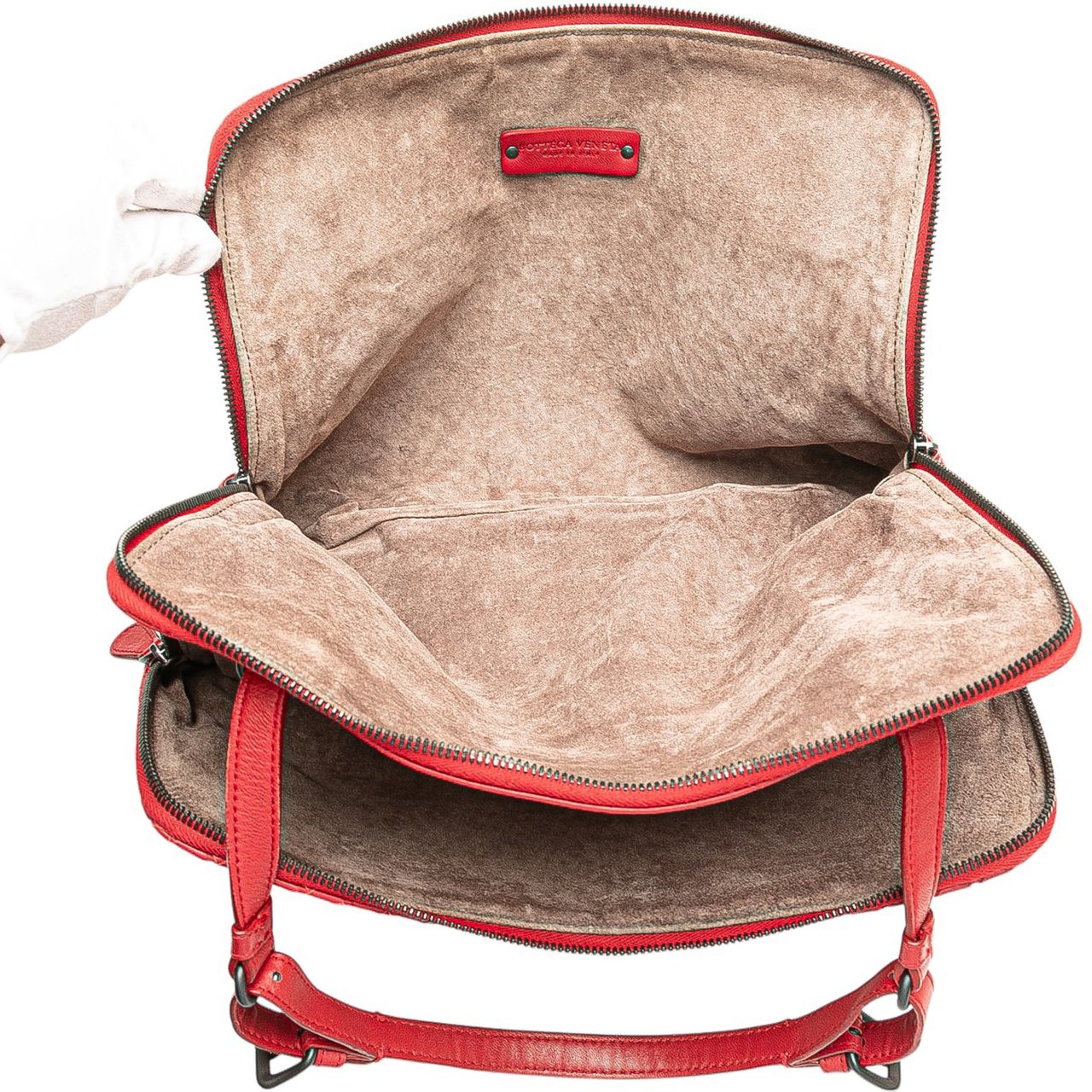 Bottega Veneta Nappa Intrecciato Shoulder Bag Rood