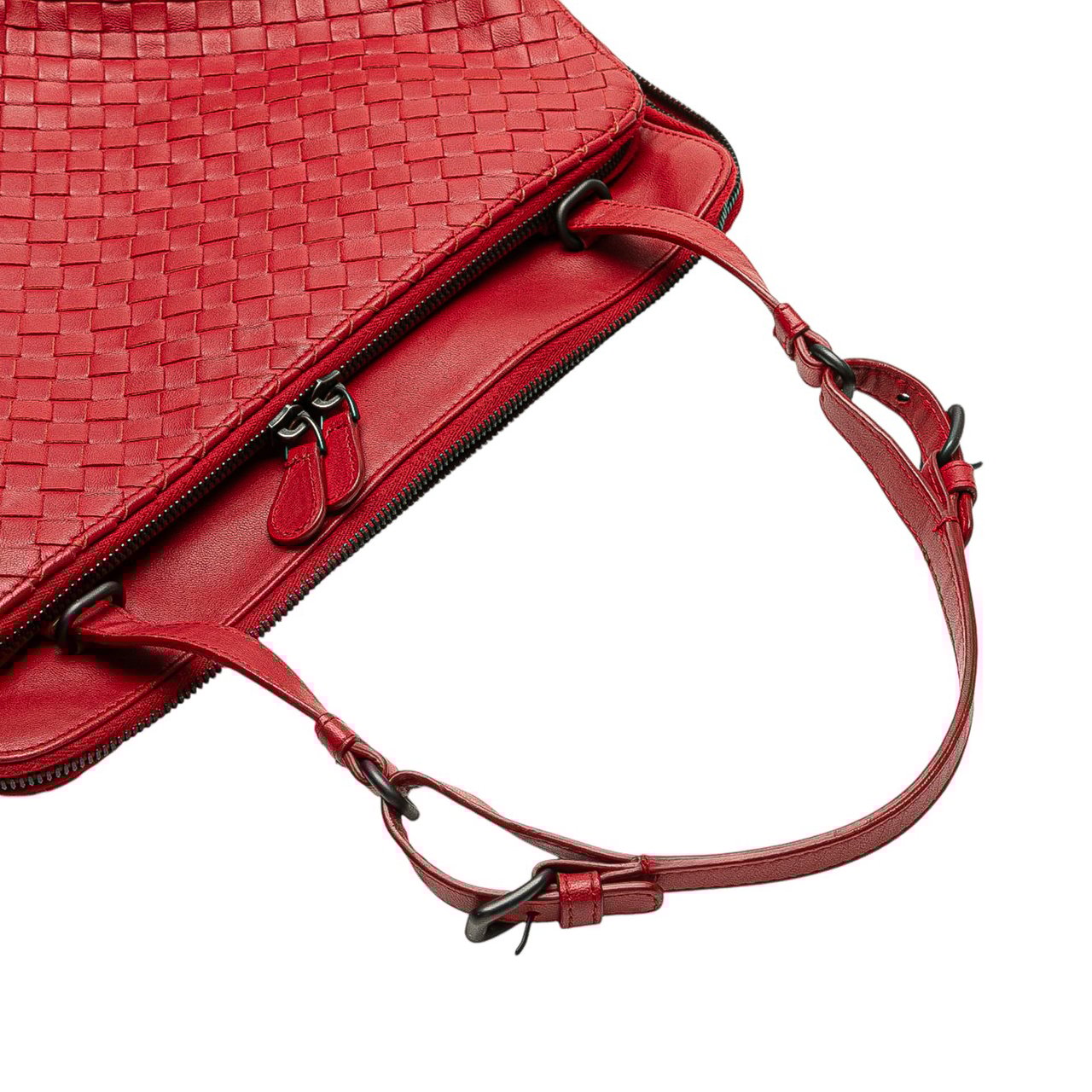 Bottega Veneta Nappa Intrecciato Shoulder Bag Rood