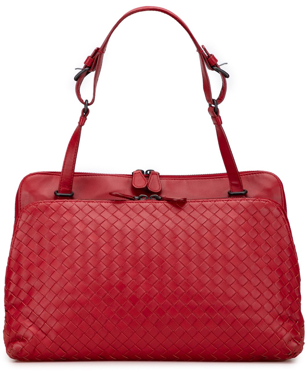 Bottega Veneta Nappa Intrecciato Shoulder Bag Rood