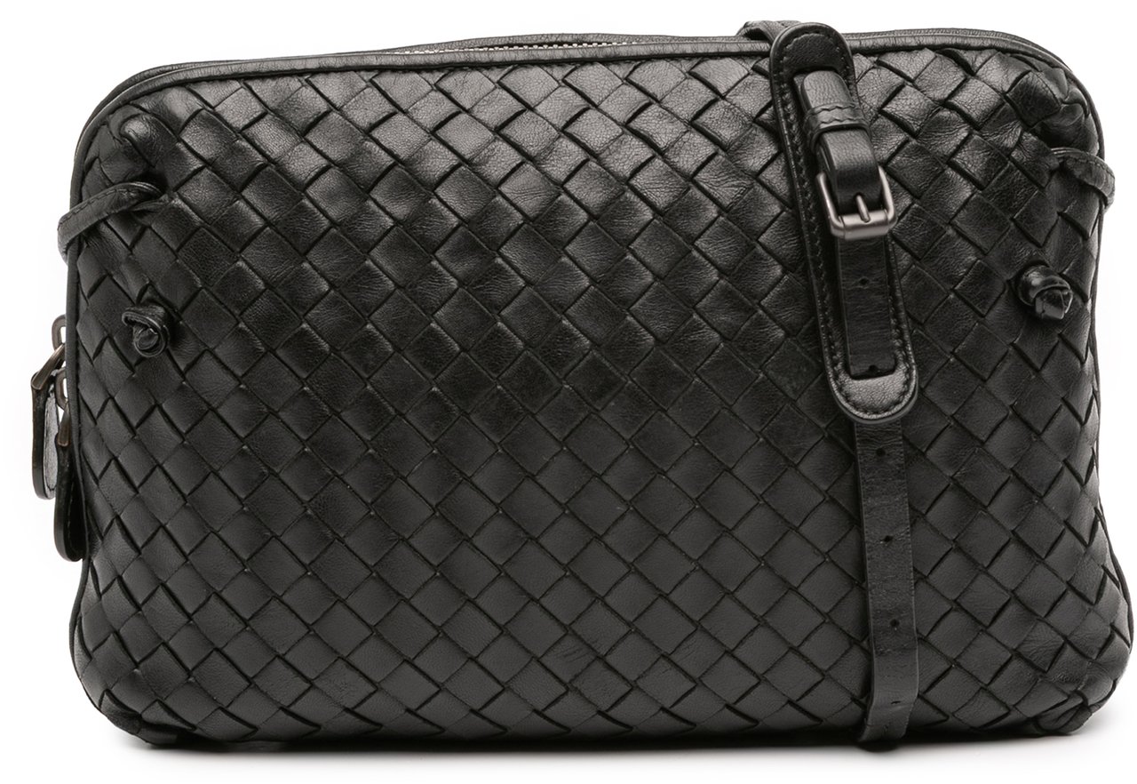 Bottega Veneta Nappa Intrecciato Nodini Crossbody Zwart