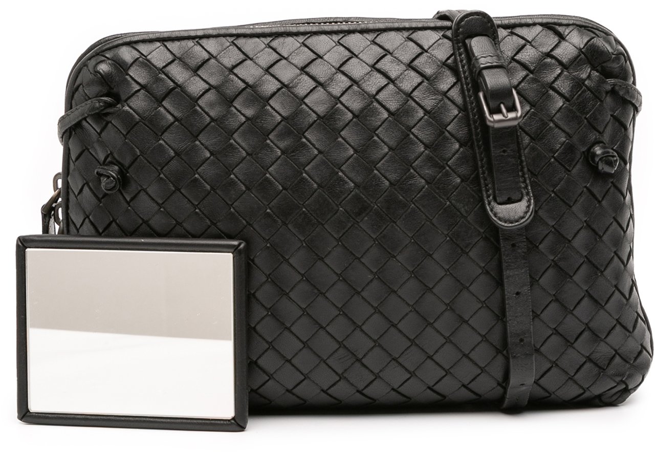 Bottega Veneta Nappa Intrecciato Nodini Crossbody Zwart