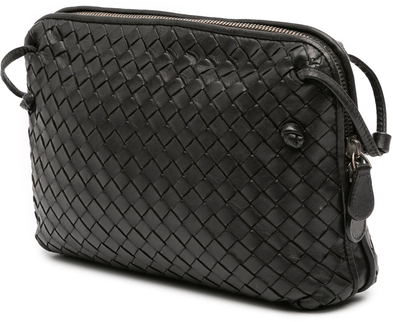 Bottega Veneta Nappa Intrecciato Nodini Crossbody Zwart