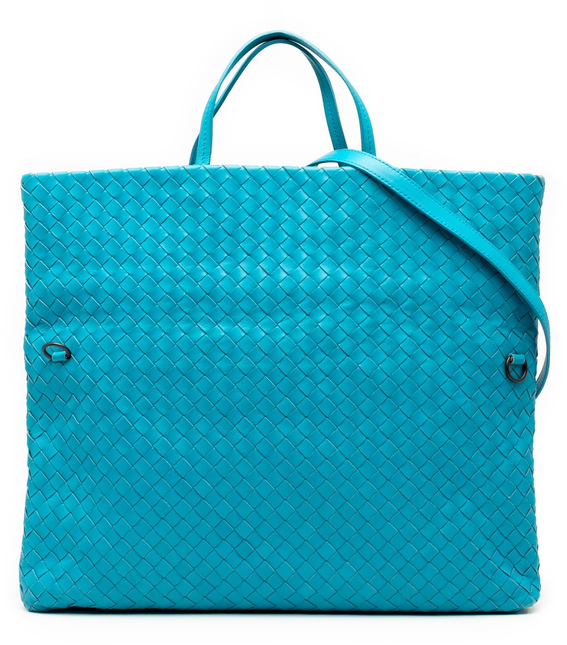 Bottega Veneta Nappa Intrecciato Fold Over Tote Blauw