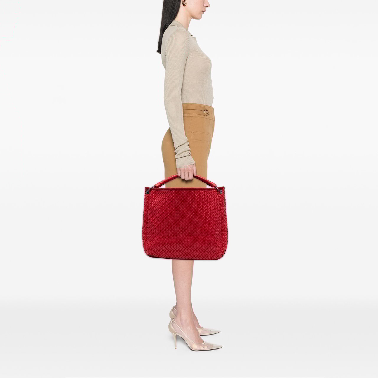Bottega Veneta Nappa Intrecciato Tote Rood