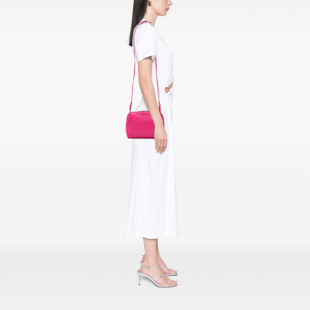 Bottega Veneta Nappa Intrecciato Nodini Crossbody Roze