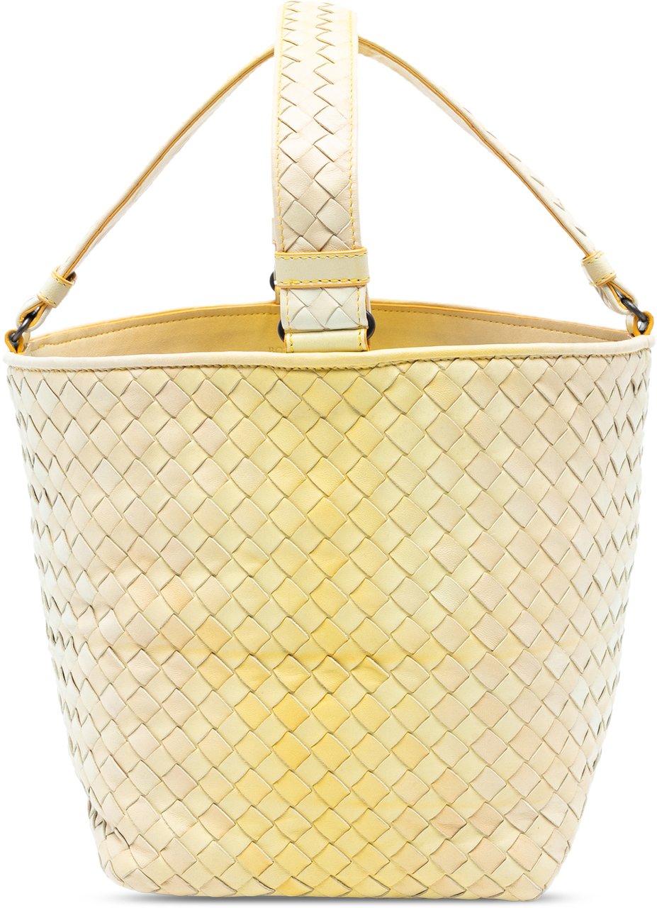 Bottega Veneta Nappa Intrecciato Nuance Bucket Bag Geel