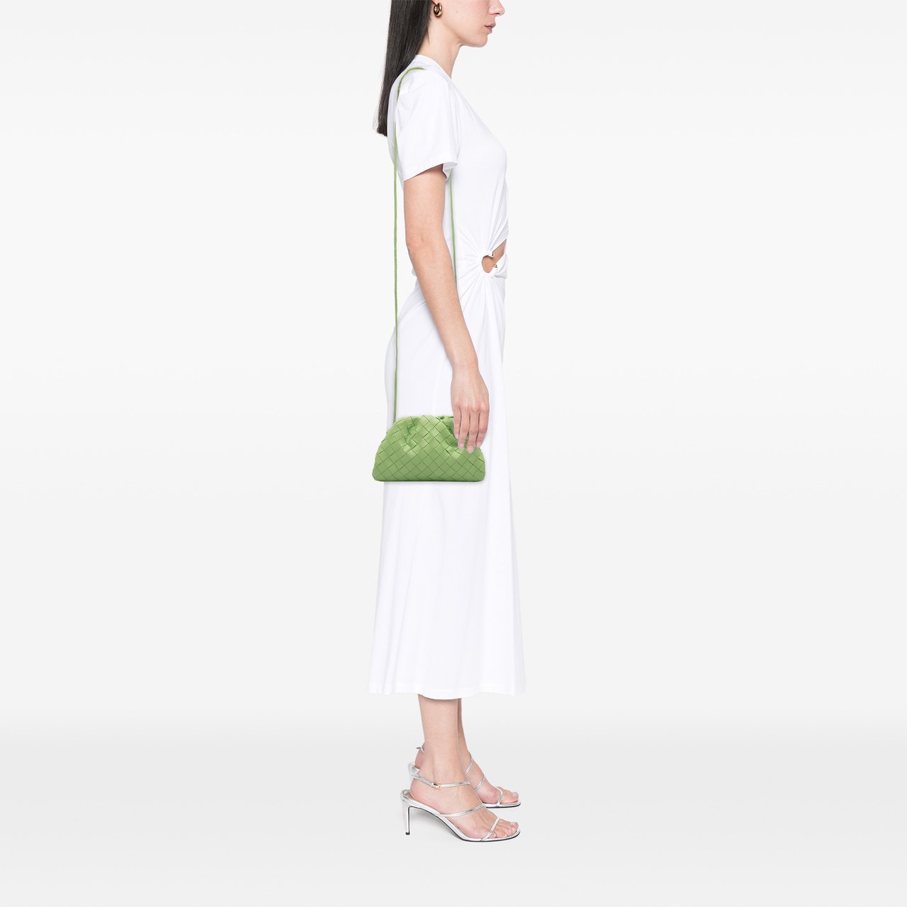 Bottega Veneta Nappa Intrecciato The Mini Pouch Crossbody Groen