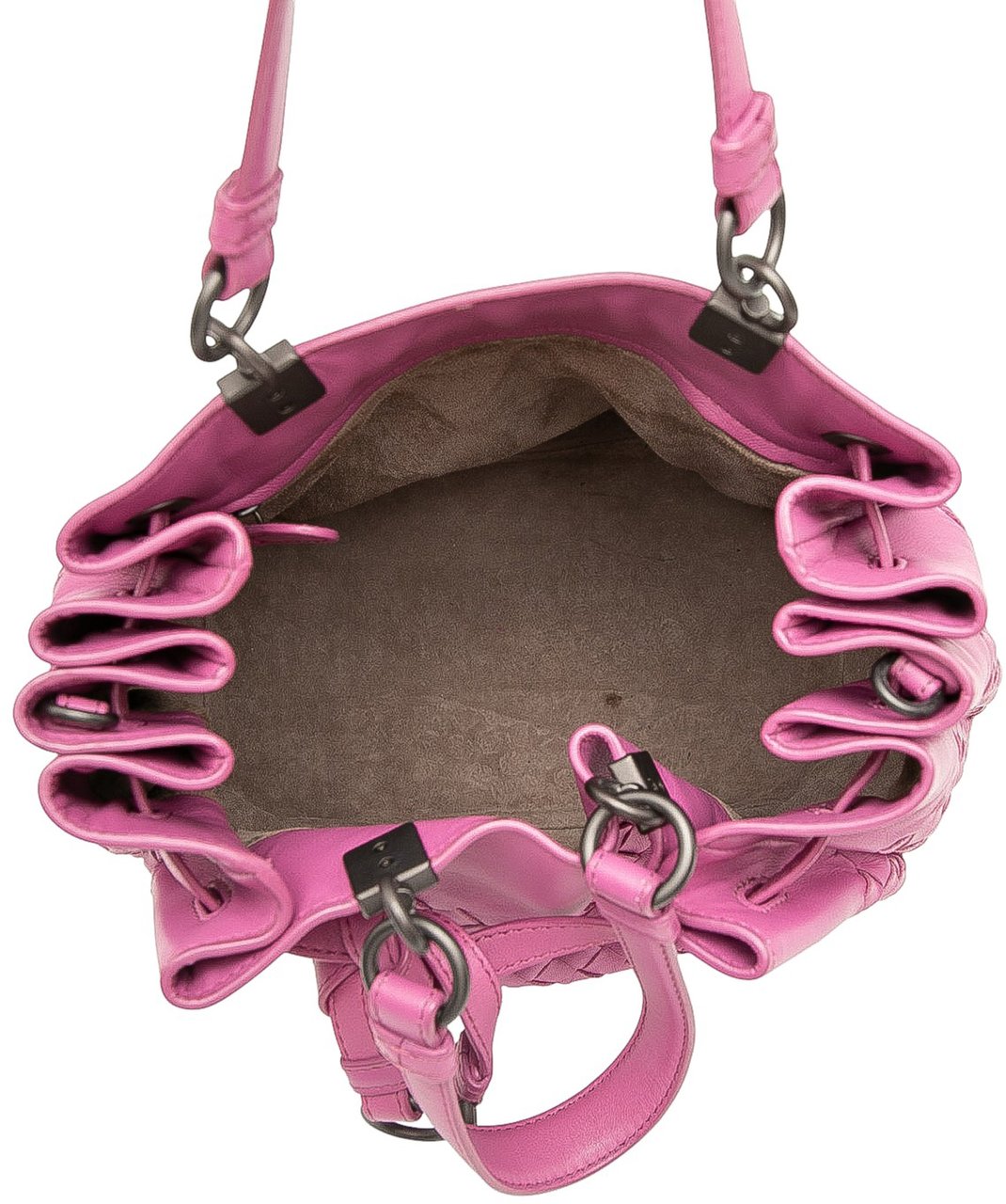 Bottega Veneta Nappa Intrecciato Bucket Bag Roze