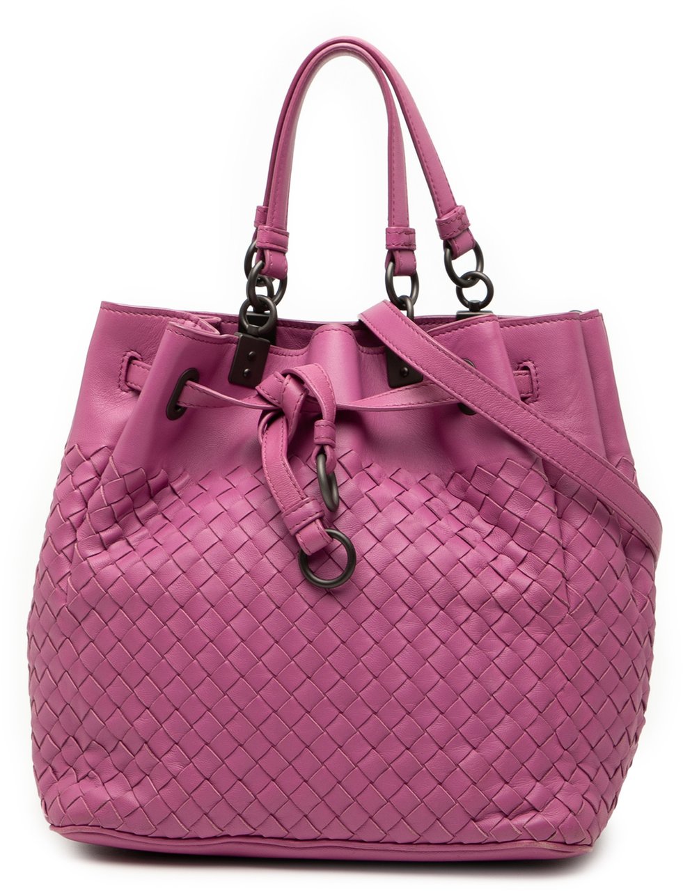 Bottega Veneta Nappa Intrecciato Bucket Bag Roze