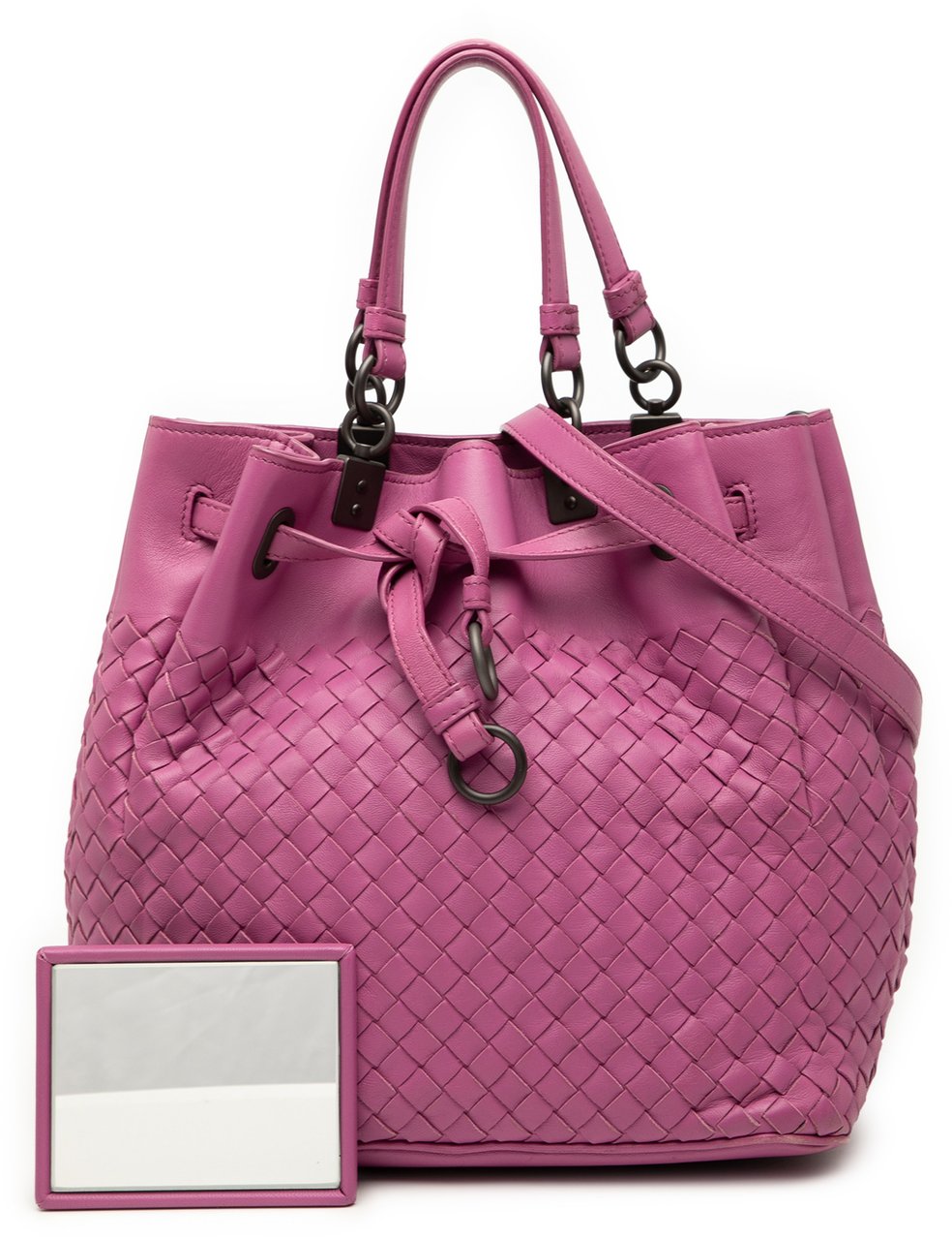 Bottega Veneta Nappa Intrecciato Bucket Bag Roze