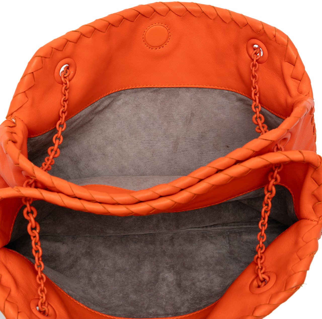 Bottega Veneta Nappa Intrecciato Ruffle Duo Shoulder Bag Oranje