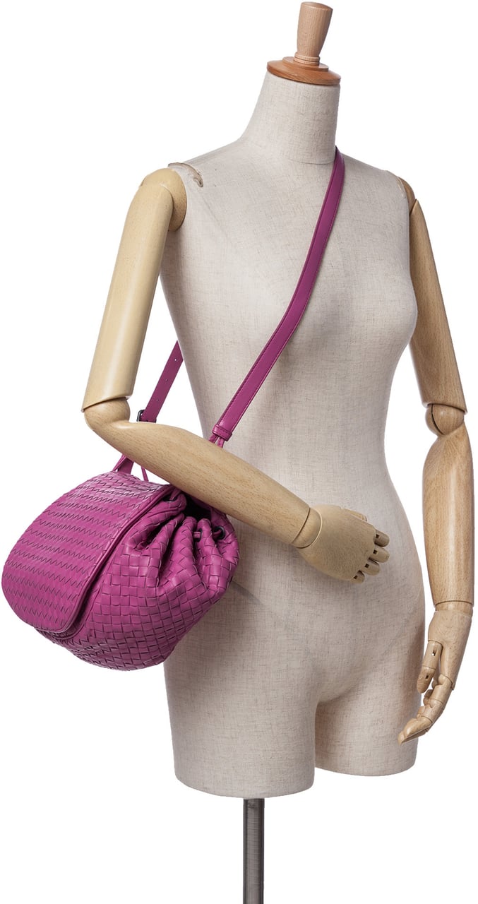 Bottega Veneta Nappa Intrecciato Flap Crossbody Roze