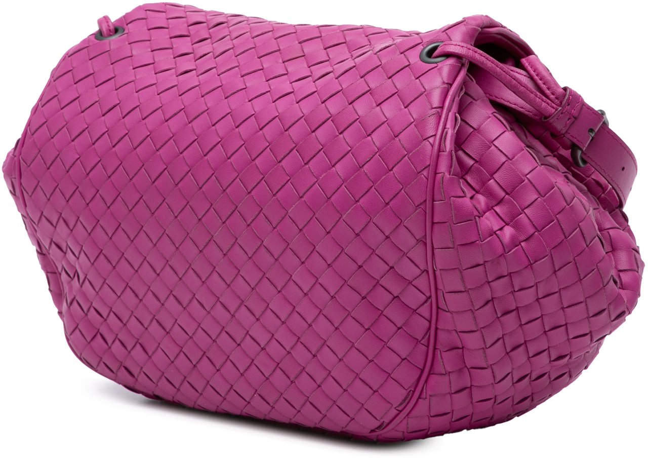 Bottega Veneta Nappa Intrecciato Flap Crossbody Roze
