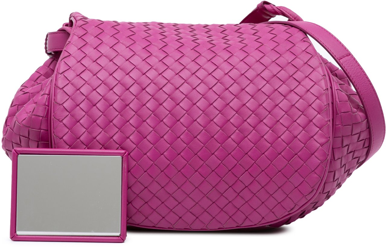 Bottega Veneta Nappa Intrecciato Flap Crossbody Roze