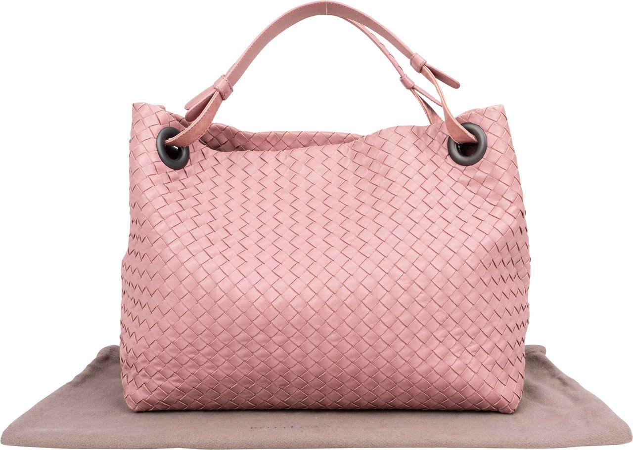 Bottega Veneta Intrecciato Leather Garda Handbag Rood