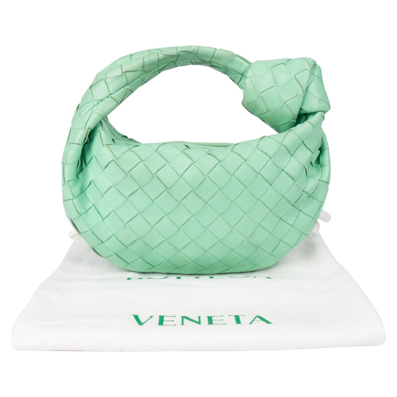 Bottega Veneta Intrecciato Leather Mini Jodie Handbag Groen