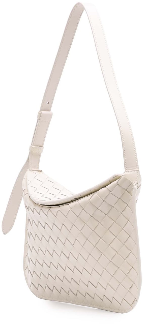 Bottega Veneta Brushed Calfskin Intrecciato Cradle Fold Over Shoulder Bag Wit