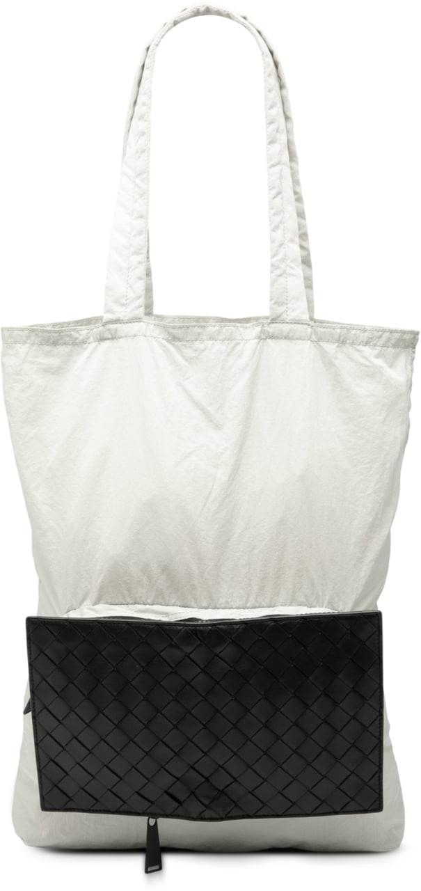Bottega Veneta Intrecciato Trimmed Nylon Eco Tote Wit