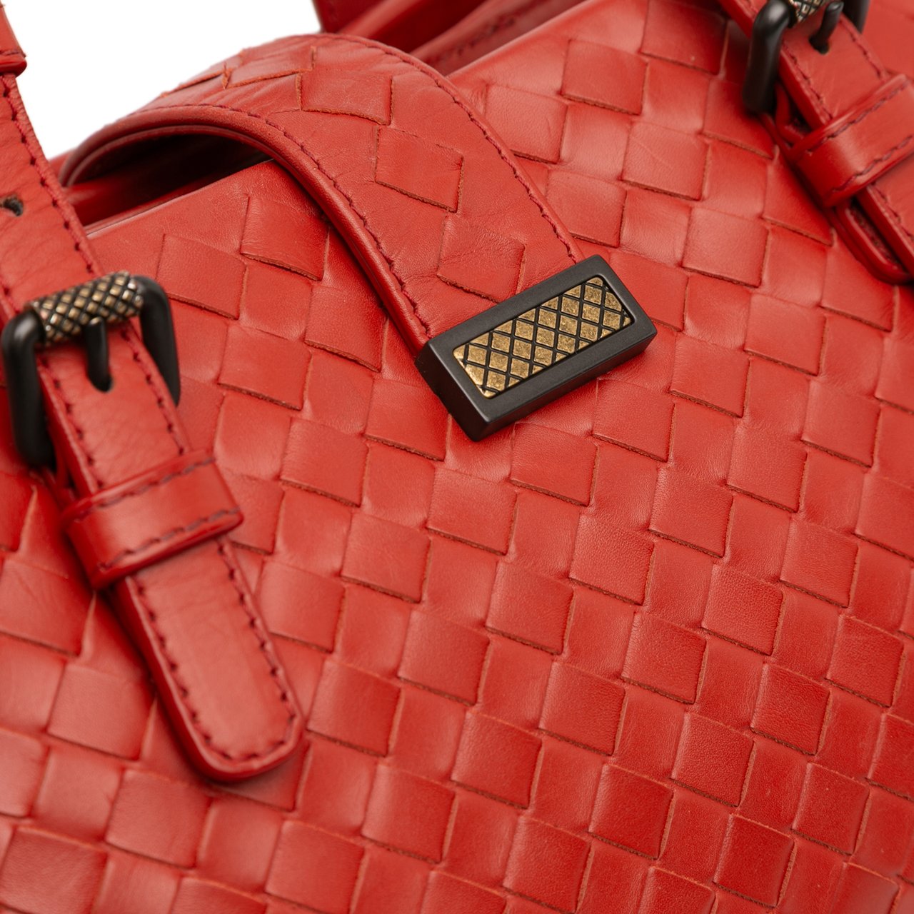 Bottega Veneta Mini Nappa Intrecciato Roma Satchel Rood