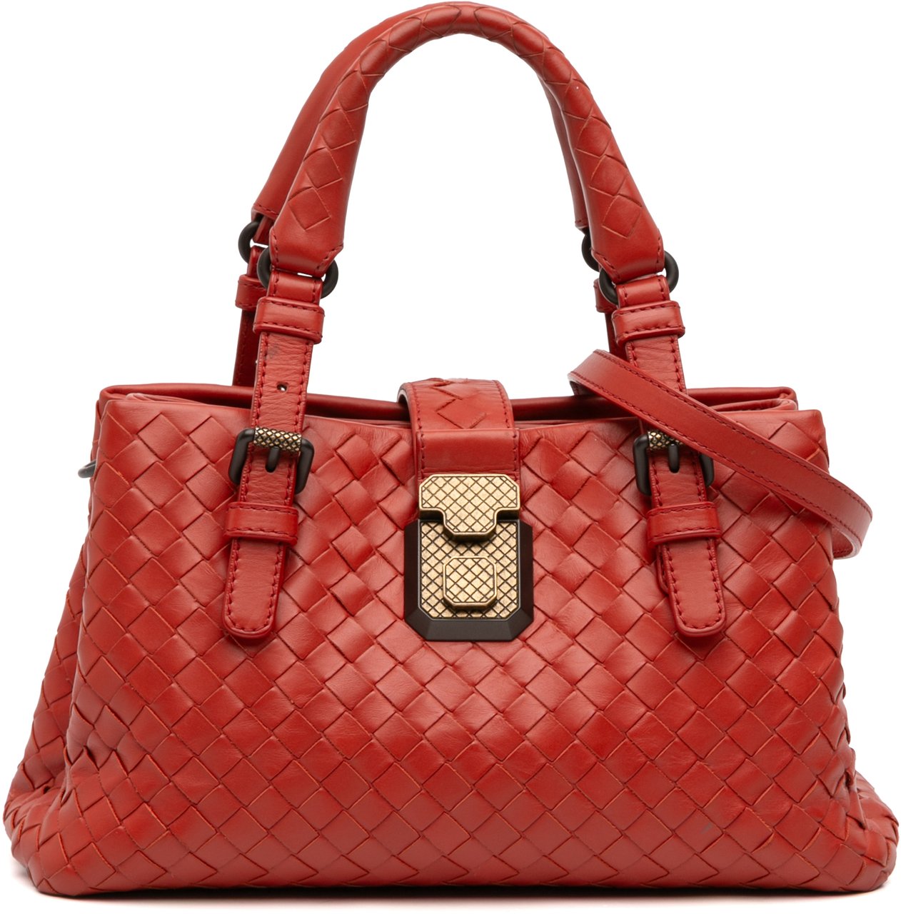 Bottega Veneta Mini Nappa Intrecciato Roma Satchel Rood