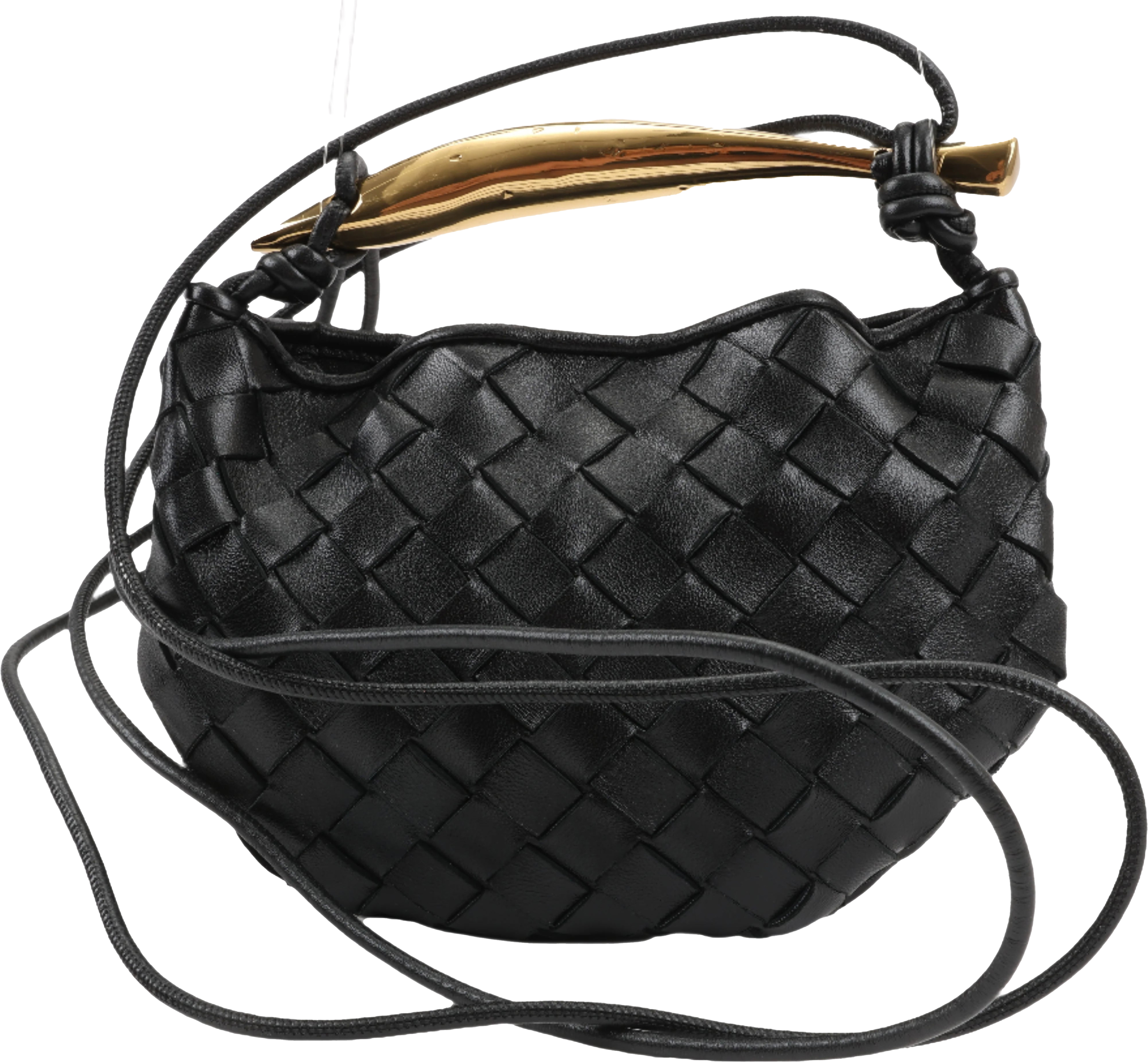 Bottega Veneta Bottega Veneta Intrecciato Sardines Leather Shoulder Bag in Black Zwart