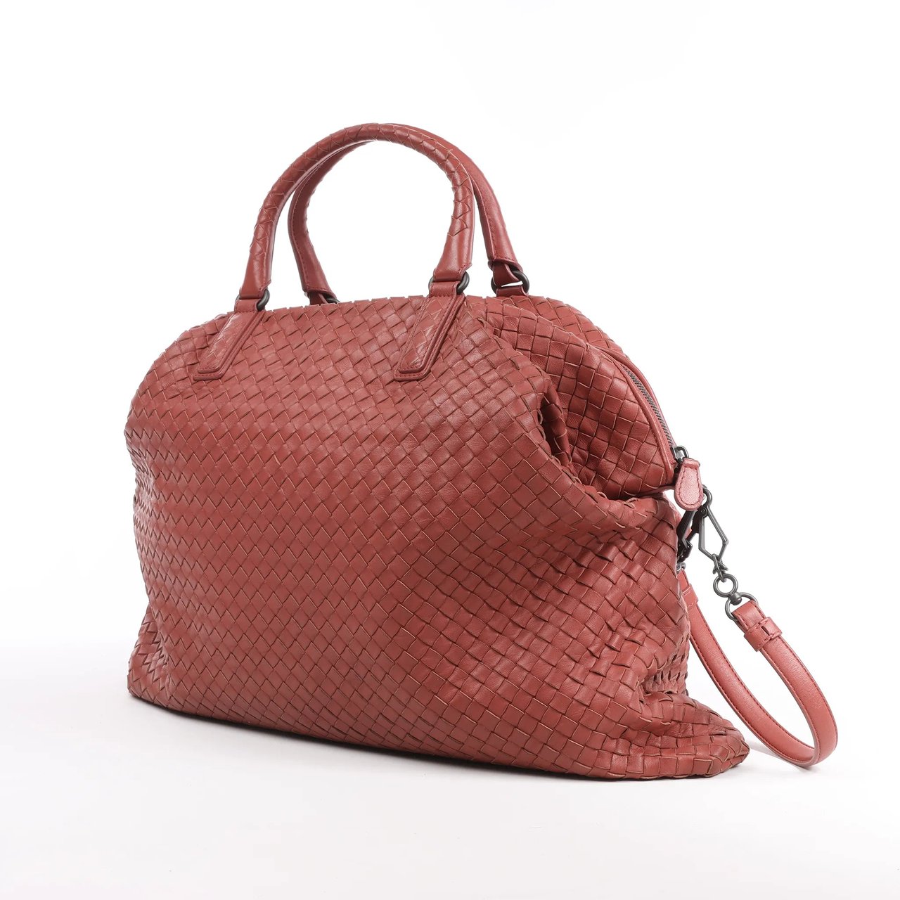 Bottega Veneta Bottega Veneta Intrecciato Leather Handbag in Dusty Red Rood