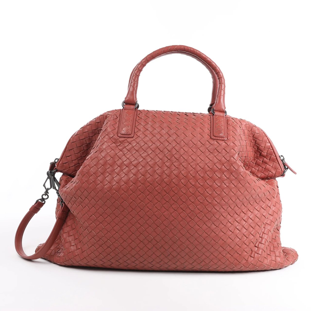 Bottega Veneta Bottega Veneta Intrecciato Leather Handbag in Dusty Red Rood