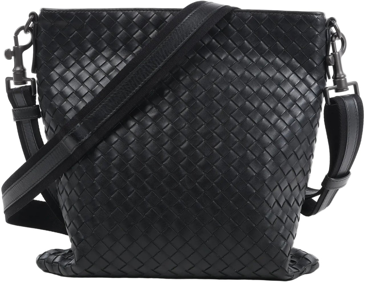 Bottega Veneta Bottega Veneta VN Intrecciato Leather Crossbody Messenger Bag in Black Bruin