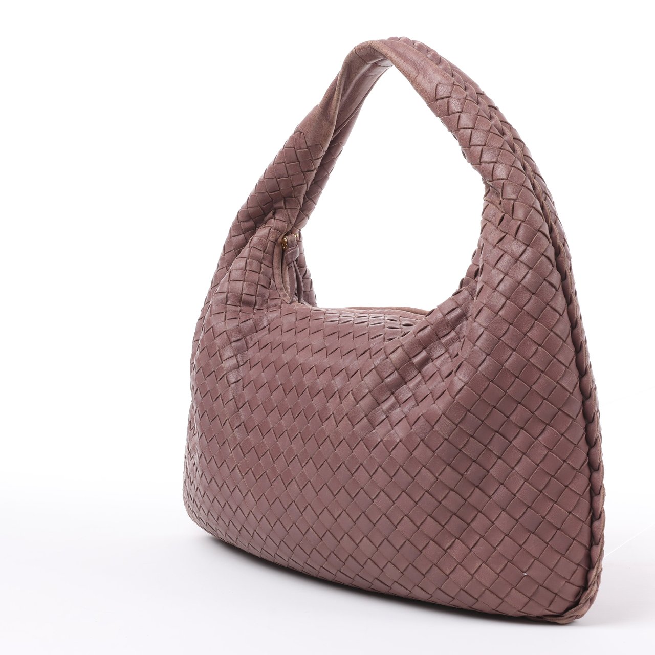 Bottega Veneta Bottega Veneta Intrecciato Hobo Leather Shoulder Bag in Dusty Rose Taupe 115653 Paars