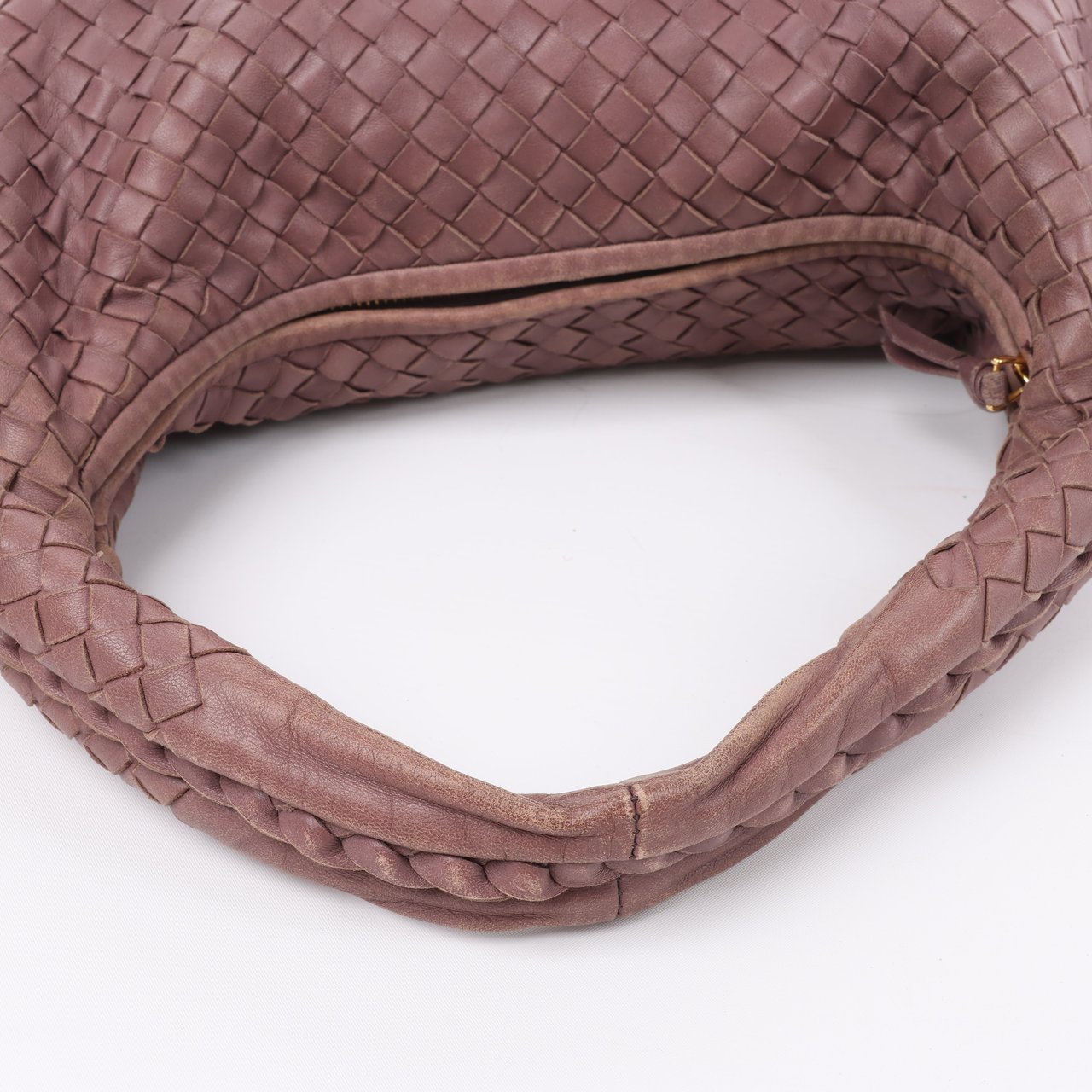 Bottega Veneta Bottega Veneta Intrecciato Hobo Leather Shoulder Bag in Dusty Rose Taupe 115653 Paars