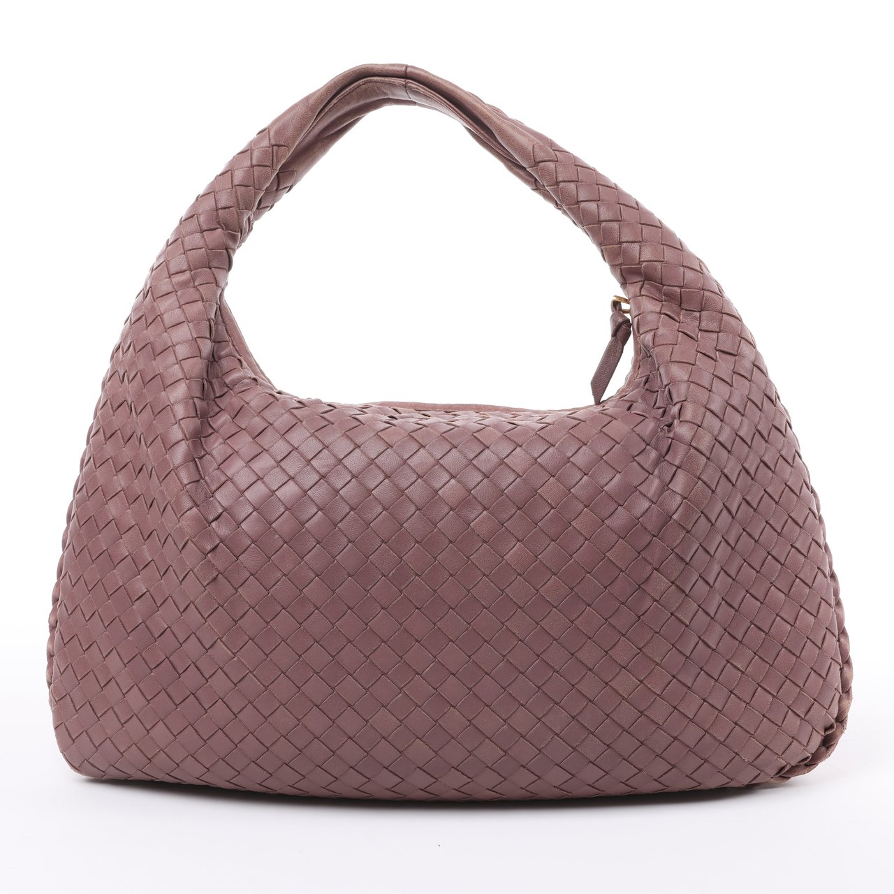Bottega Veneta Bottega Veneta Intrecciato Hobo Leather Shoulder Bag in Dusty Rose Taupe 115653 Paars