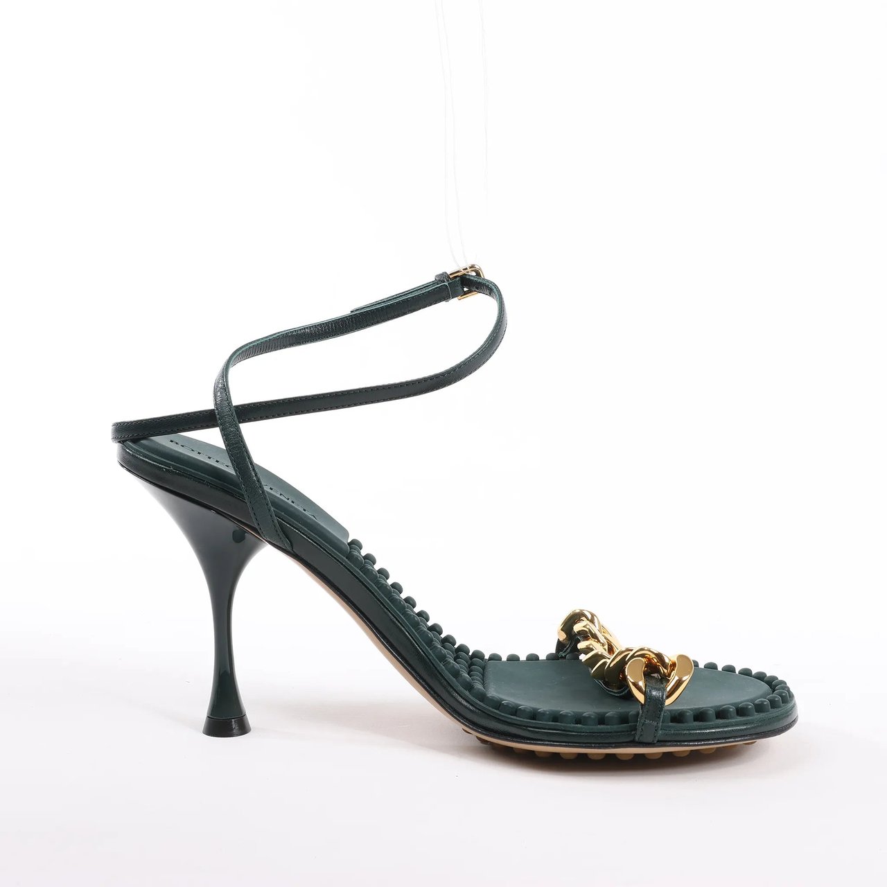 Bottega Veneta Bottega Veneta Leather Heel Sandals in Green, Size 38 EU Groen