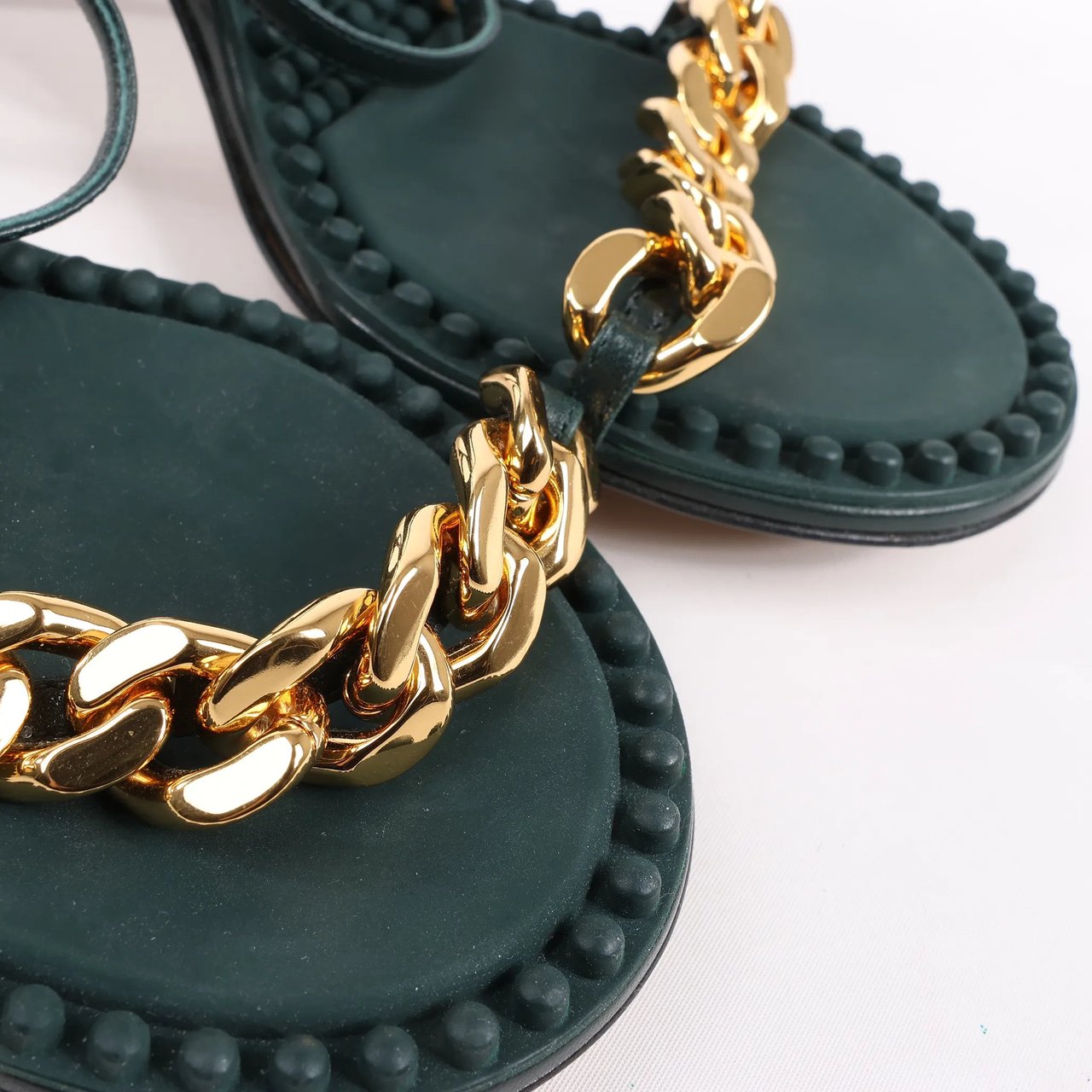 Bottega Veneta Bottega Veneta Leather Heel Sandals in Green, Size 38 EU Groen