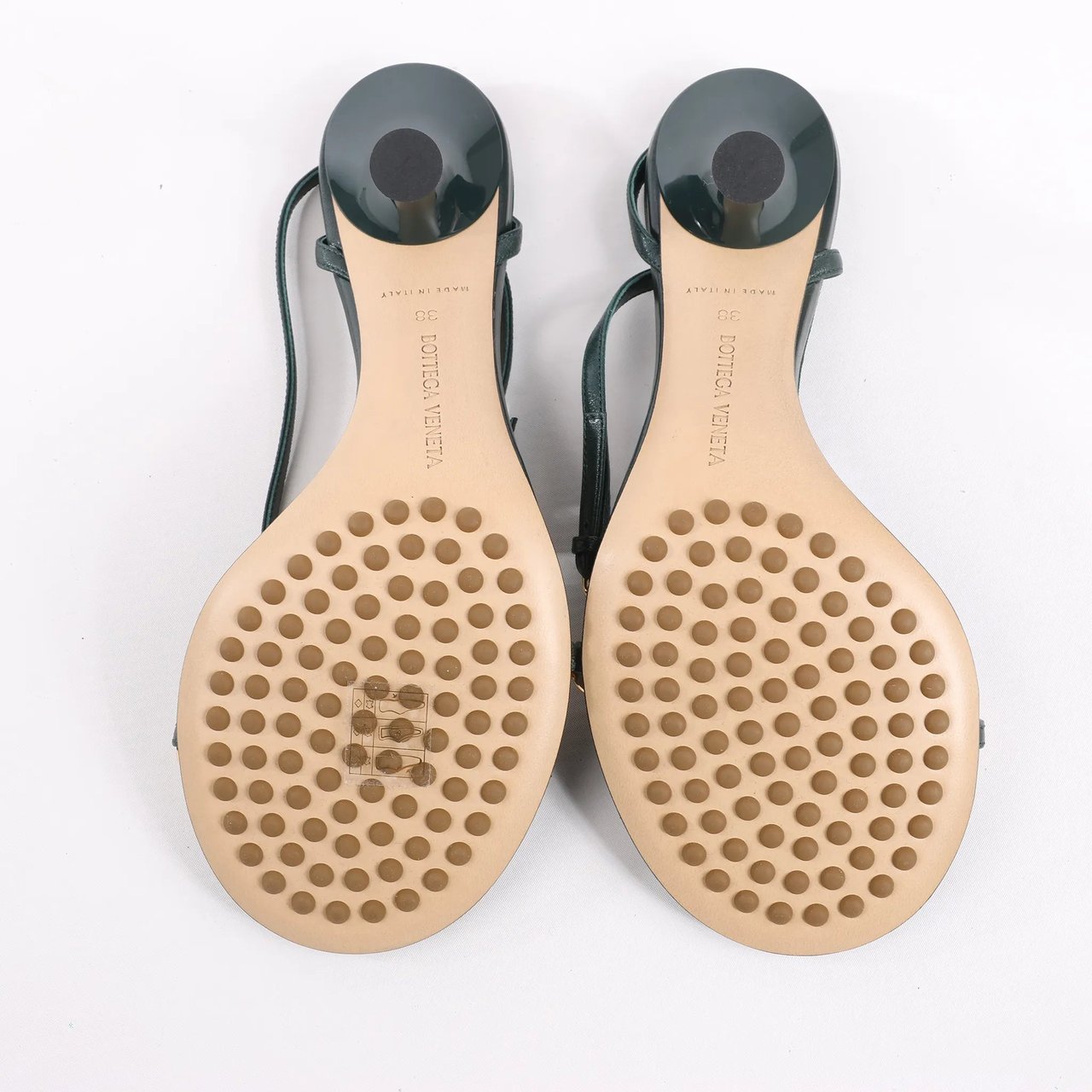 Bottega Veneta Bottega Veneta Leather Heel Sandals in Green, Size 38 EU Groen