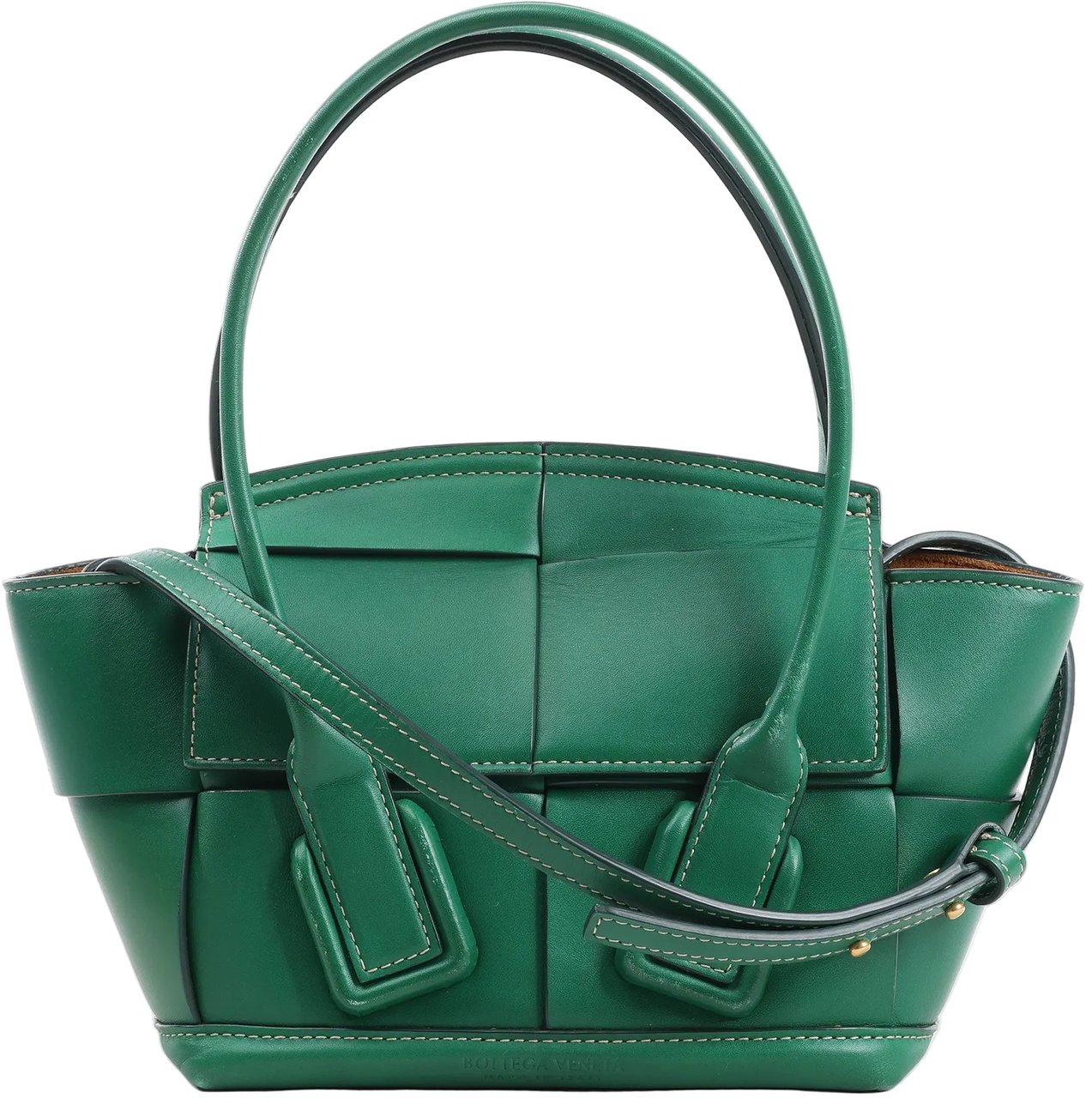 Bottega Veneta Bottega Veneta Arco Mini Leather Maxi Intrecciato 2Way Handbag in Green Groen