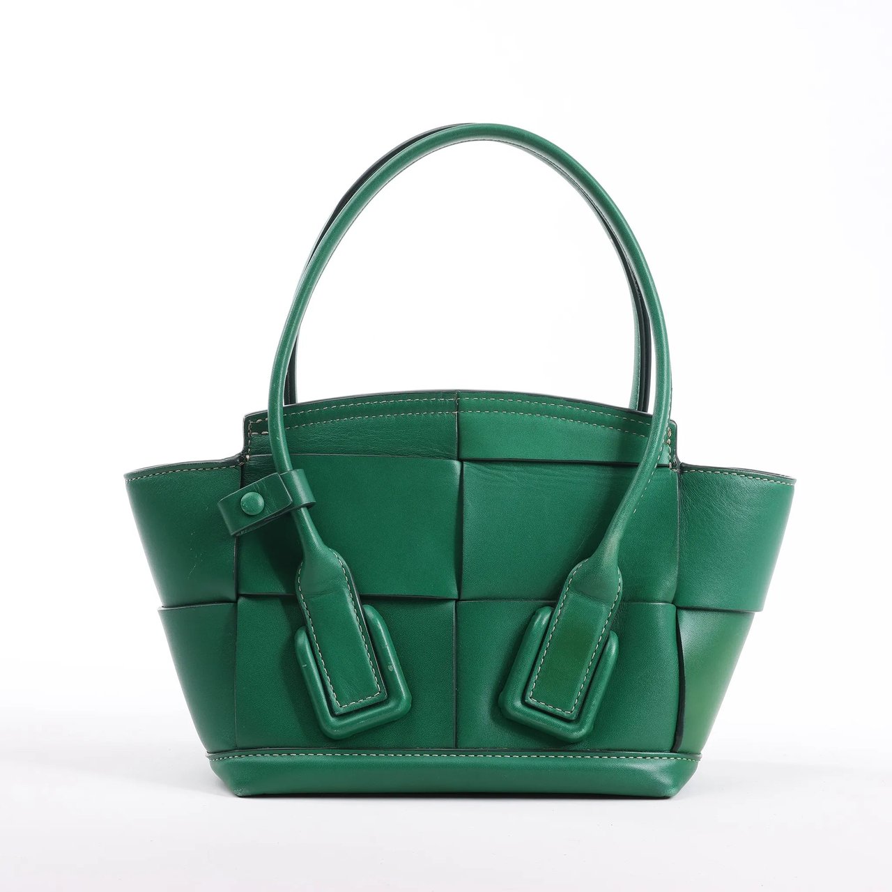 Bottega Veneta Bottega Veneta Arco Mini Leather Maxi Intrecciato 2Way Handbag in Green Groen