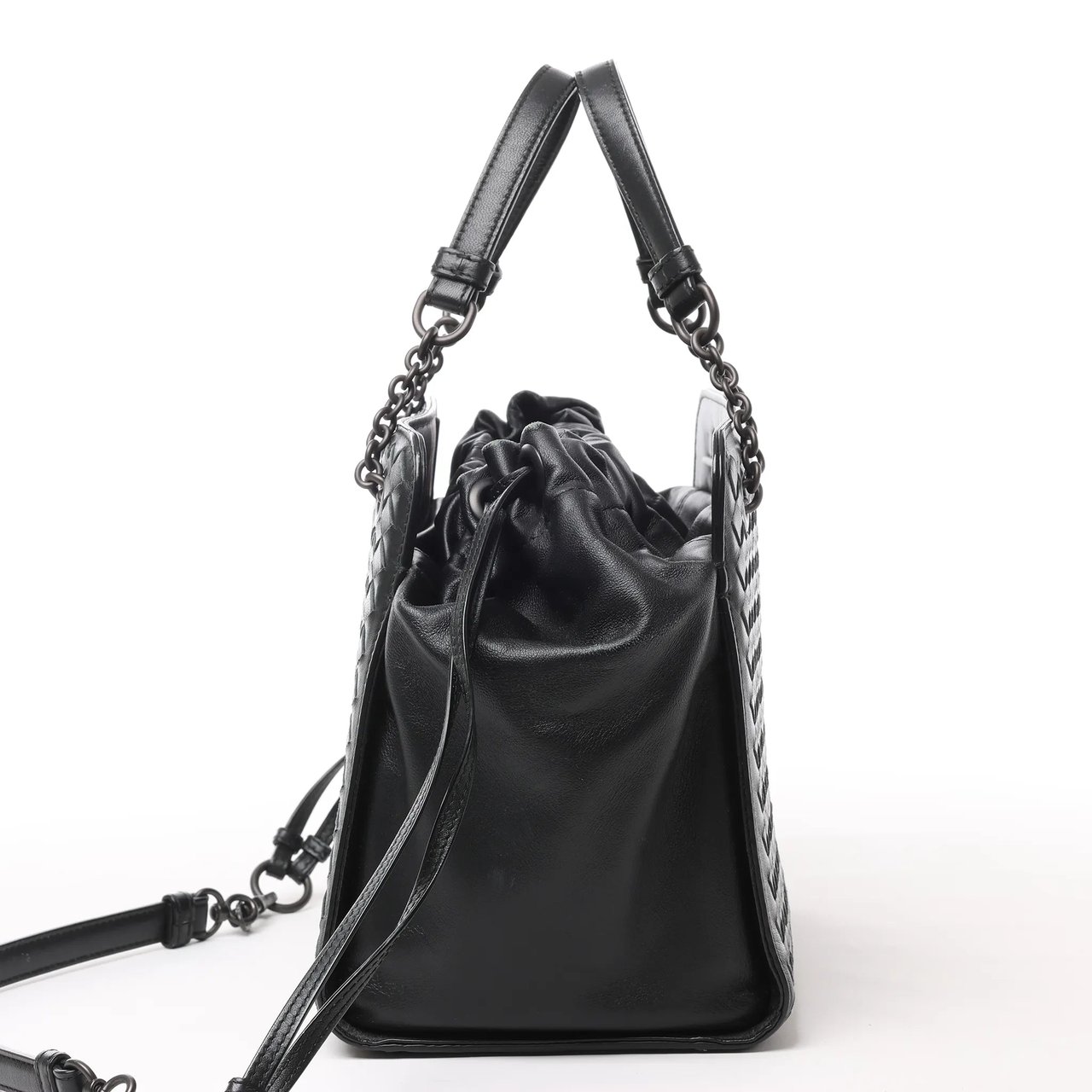 Bottega Veneta Bottega Veneta Intrecciato Leather 2Way Handbag in Black Zwart
