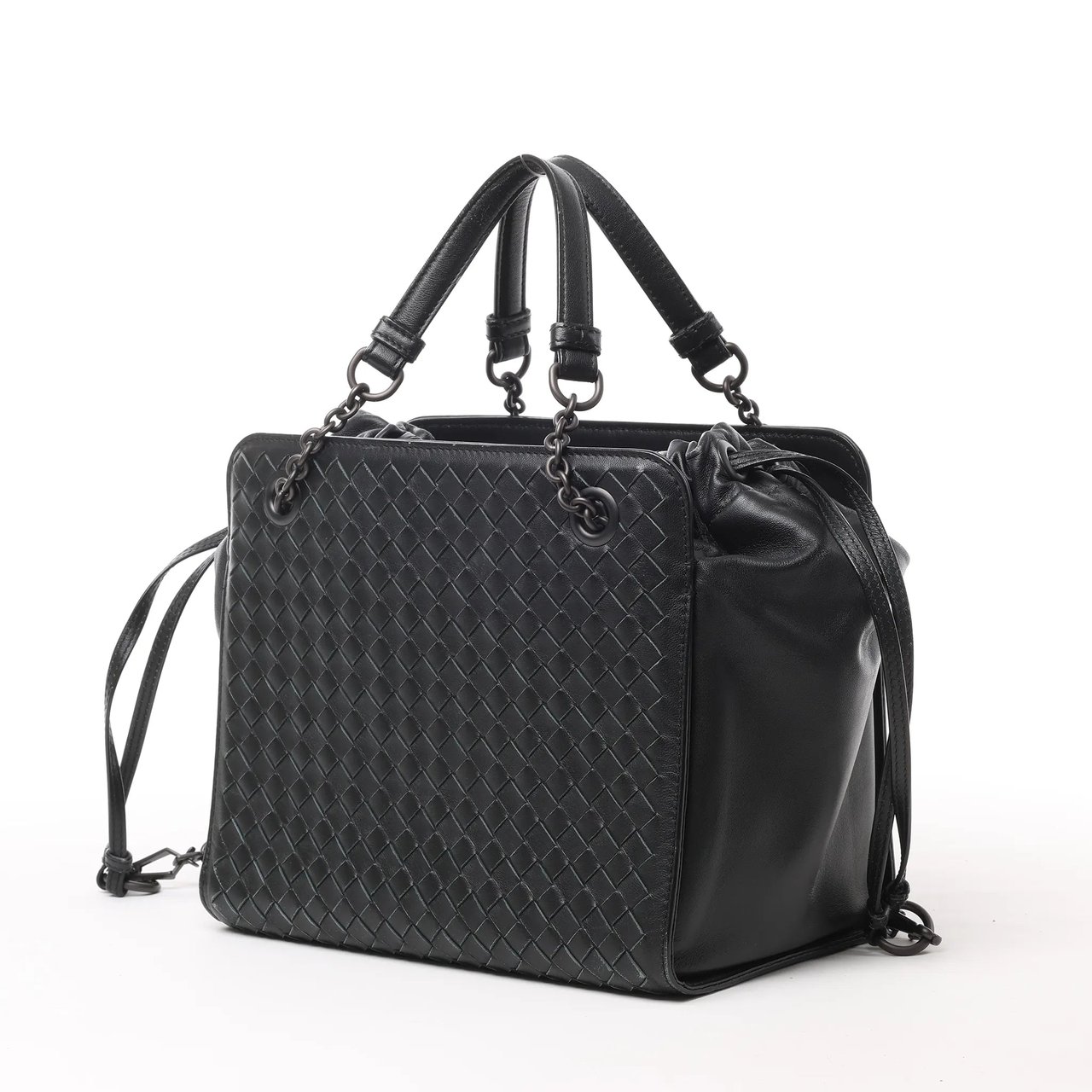 Bottega Veneta Bottega Veneta Intrecciato Leather 2Way Handbag in Black Zwart