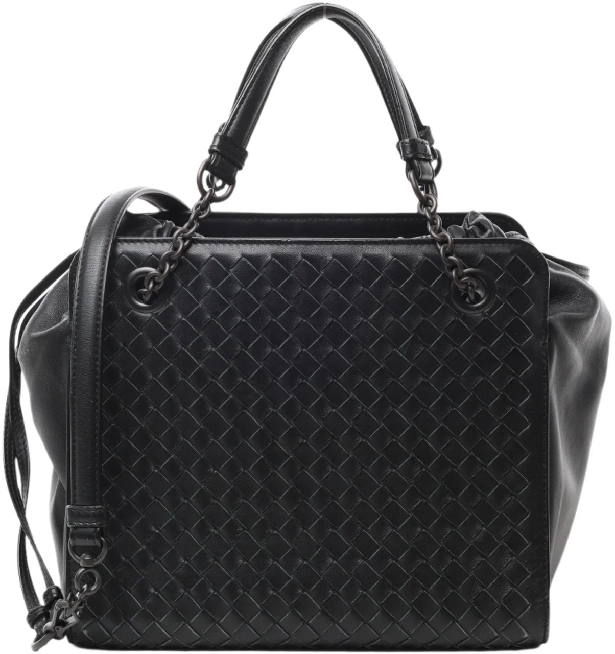 Bottega Veneta Bottega Veneta Intrecciato Leather 2Way Handbag in Black Zwart