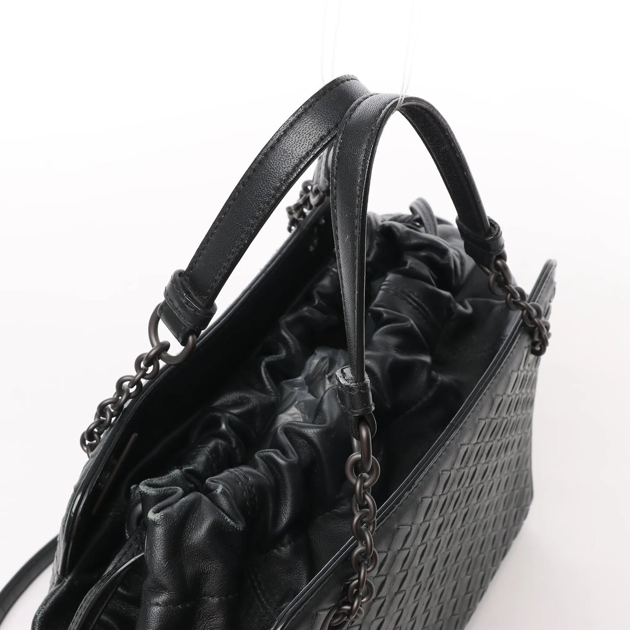 Bottega Veneta Bottega Veneta Intrecciato Leather 2Way Handbag in Black Zwart