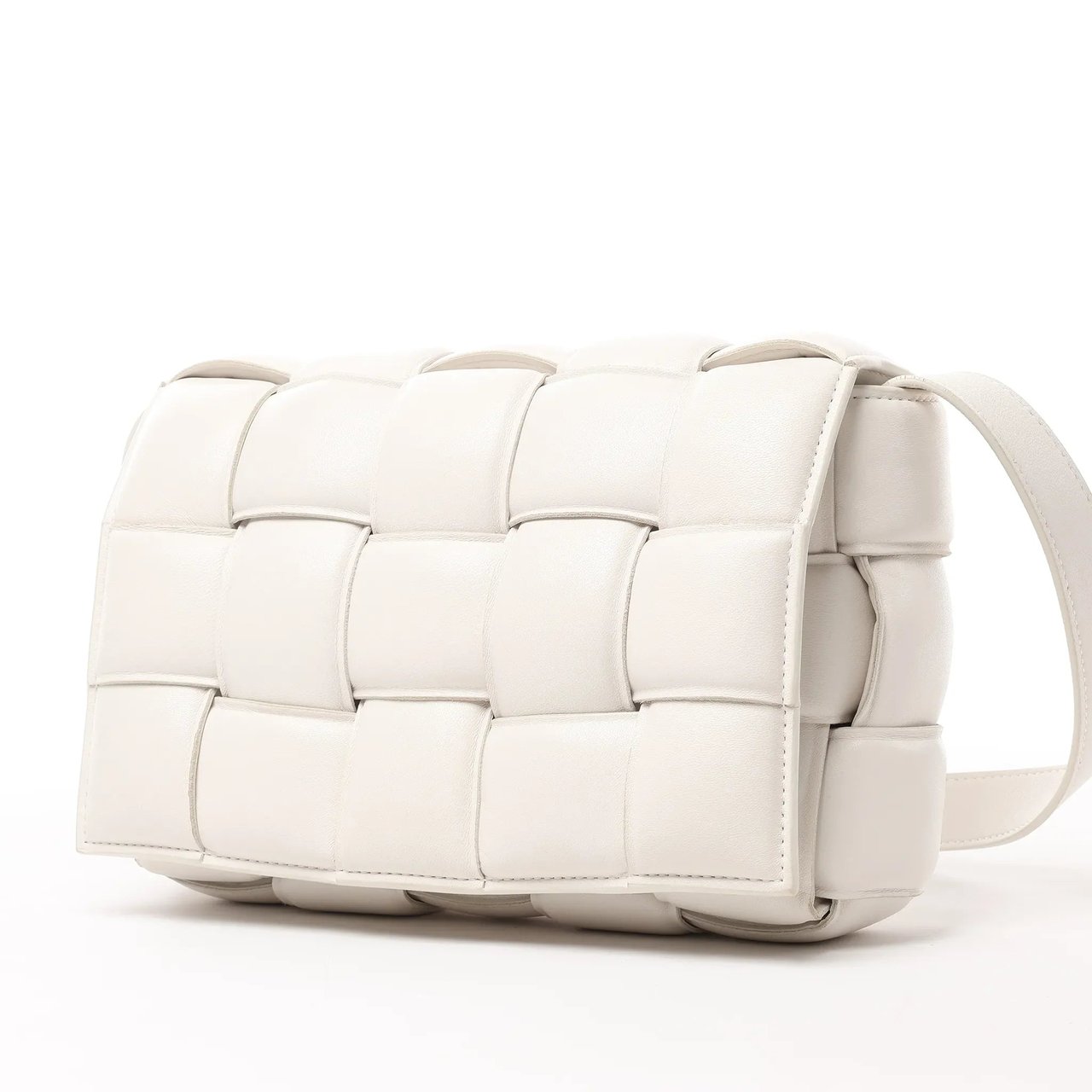 Bottega Veneta Bottega Veneta Padded Cassette Maxi Intrecciato Leather Shoulder Bag in Ecru Beige